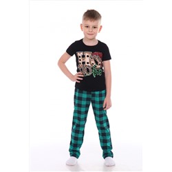 Костюм детский 1254 ХОХО (зеленые брюки, черная футболка)
