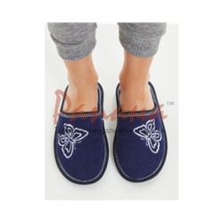 Домашняя обувь женская махра синяя, вышивка "Бабочка" 502053