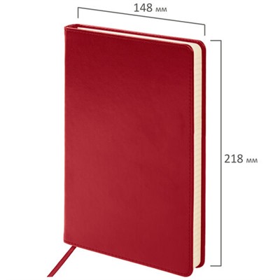 Блокнот А5 (148х218 мм), BRAUBERG "Income", 128 л., гладкий кожзаменитель, клетка, красный, 125209