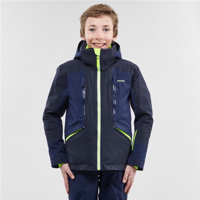 Куртка лыжная теплая водонепроницаемая для детей темно-сине-желтая 900 WEDZE
