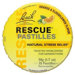 ach, Original Flower Remedies, Rescue Pastilles, натуральное средство от стресса, апельсин и бузина, 35 пастилок, 50 г (1,7 унции)