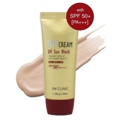 Солнцезащитный ВВ-крем UV Sun Block BB Cream SPF50+/PA+++, 3W CLINIC   50 мл