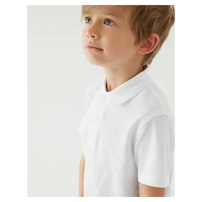 5pk Unisex Pure Cotton School Polo Shirts (2-18 Yrs)