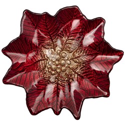 БЛЮДО "POINSETTIA" RED GOLD 21 СМ БЕЗ УПАКОВКИ (МАЛ 8ШТ)