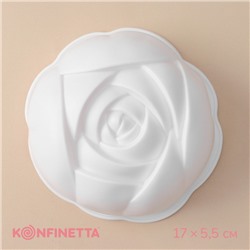Форма силиконовая для муссовых десертов и выпечки KONFINETTA «Роза», 17×5,5 см, цвет белый