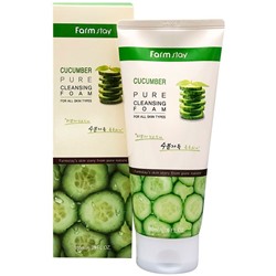 Пенка очищающая с экстрактом огурца, Cucumber Pure Cleansing Foam, FarmStay, 180 мл