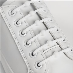 Набор шнурков для обуви «Шар», 6 шт, силиконовые, круглые, d = 15 мм, 6,5 см, цвет белый