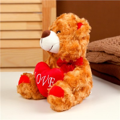Мягкая игрушка «Медведь», с сердцем, 18 см, цвет коричневый