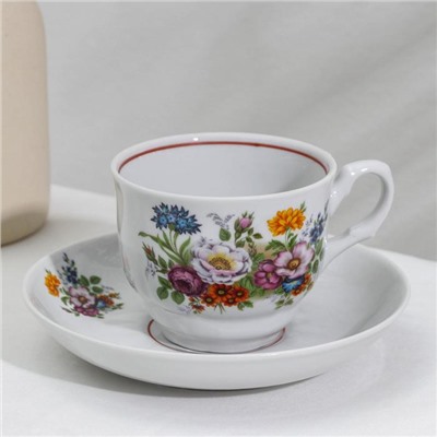 Сервиз чайный фарфоровый «Букет цветов», 15 предметов