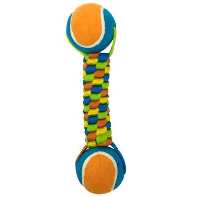 Нарушена упаковка!   Petpark игрушка для собак Плетенка с двумя теннисными мячами 6 см