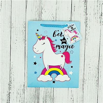 Пакет подарочный "Unicorn believe in magic",S