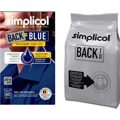 Краска для текстиля Simplicol ВACK TO BLUE Тёмно-Синяя краска для восстановления цвета Синей одежды 400 г., 2513