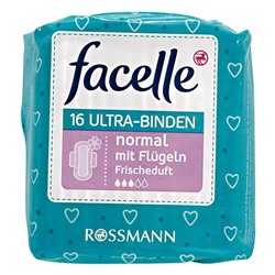 facelle Ultra-Binden normal mit Fluglen Frischeduft Прокладки Ультравпитывающие Нормал с освежающим ароматом  16 шт.