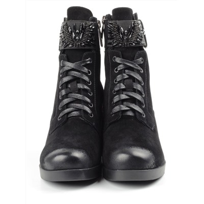 R135-1 BLACK Ботинки зимние женские (натуральная замша, натуральный мех) размер 38