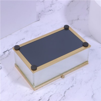 Органайзер для хранения «RIPPLES», с крышкой, стеклянный, с зеркальным дном, 1 секция, 14,5 × 8,5 × 6 см, цвет прозрачный/медный