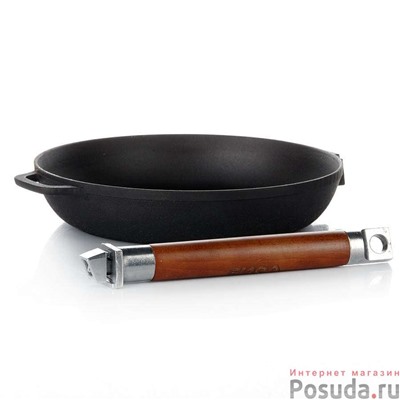 Сковорода чугунная с деревянной ручкой, диаметр 26 см арт. 0126