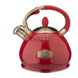 Чайник Kelli KL-4546 металлический обьем 3,0л теплоемкое капсульное цвет-красный(12) оптом