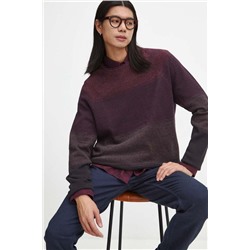 Sweter bawełniany męski melanżowy kolor bordowy