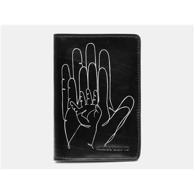 Черный кожаный кожаный аксессуар с росписью из натуральной кожи «PR006 Black Три руки»